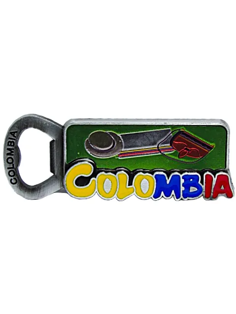 Imán Destapador Colombia con Ilustraciones de Sombrero y Bolso Típico