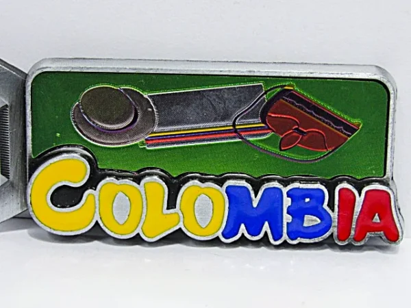 Imán Destapador Colombia con Ilustraciones de Sombrero y Bolso Típico